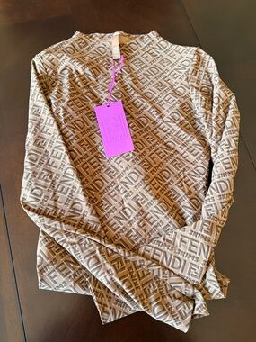 Fendi x SKIMS Hot Pink Logo Tag on Tan Monogram Fabric